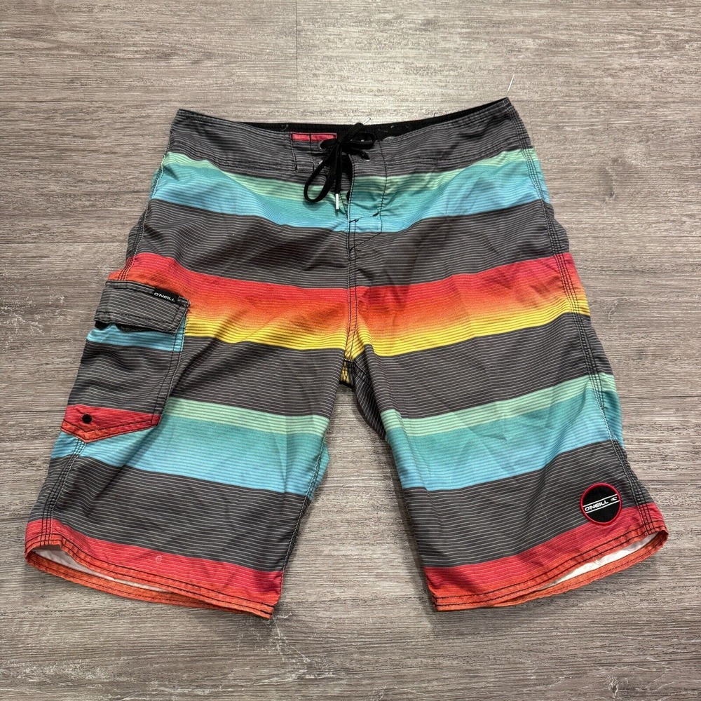 Oneill Board Shorts Mens‎ 30 Striped Swim Trunks Bathing Suit Beach Hybrid Cargo